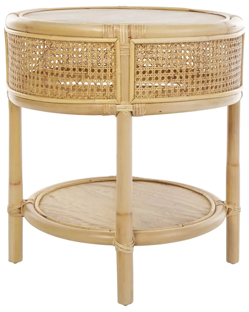 Arvid Round Accent Table - Natural, Wood and Rattan image