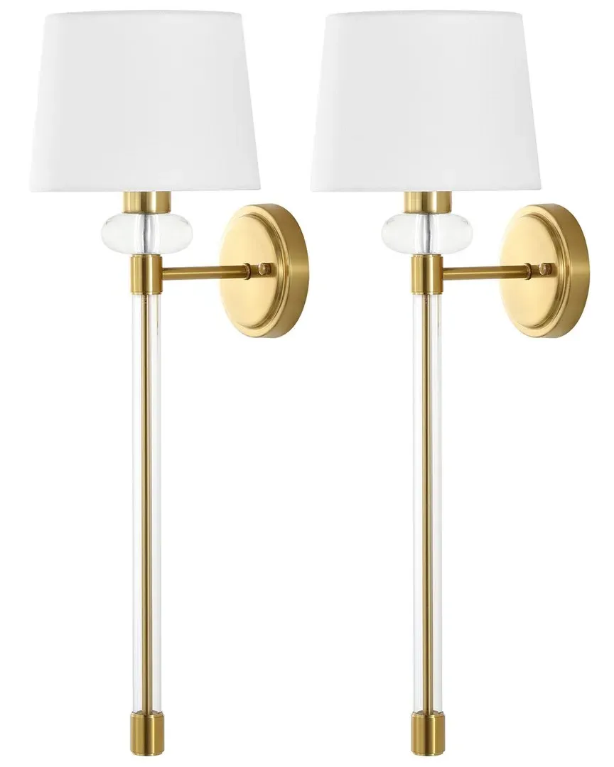 Athene 9in Wall Sconce Set of 2 - Brass, Acrylic