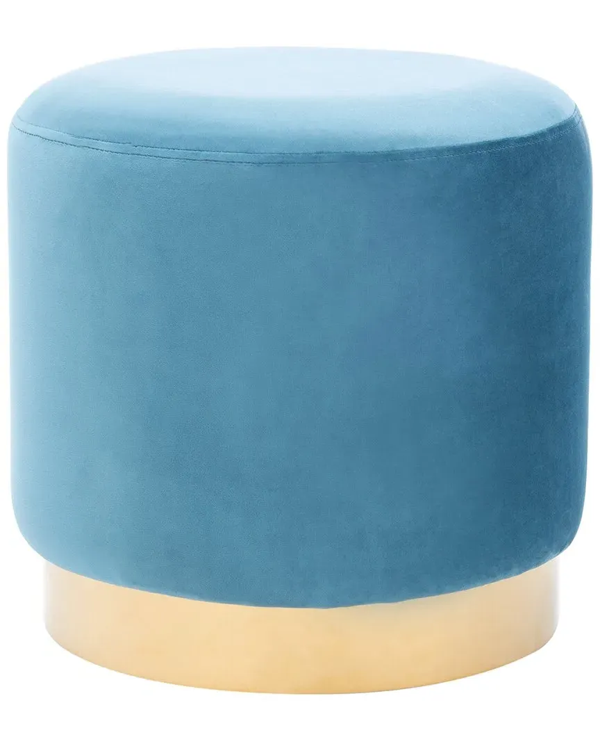 Azai Round Ottoman - Denim Blue, Velvet image