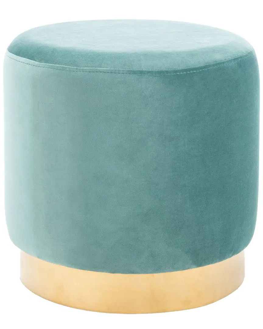 Azai Round Ottoman - Seafoam, Velvet