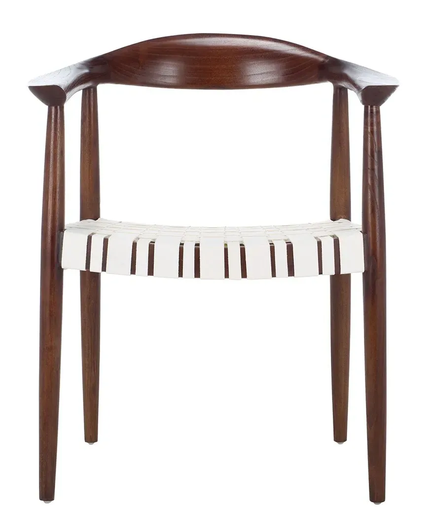 Baden Woven Arm Chair - White, Leather image