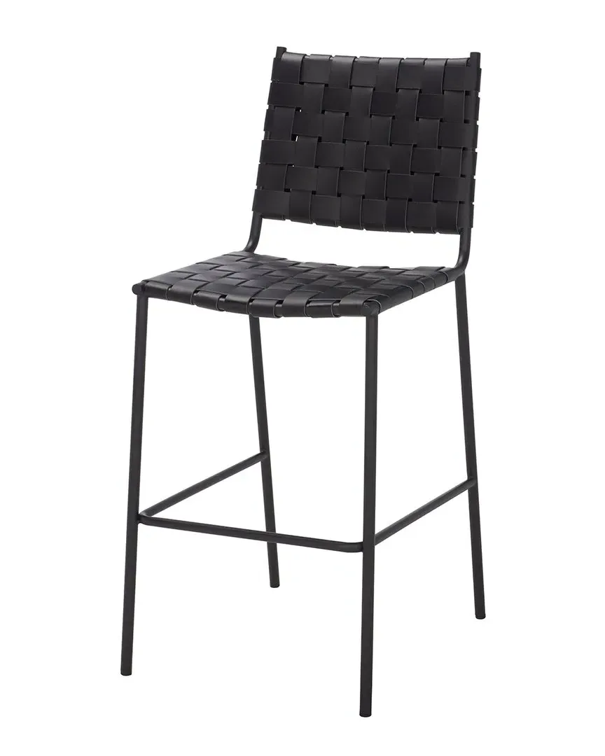 Bahari Woven Counter Stool - Black, Leather image