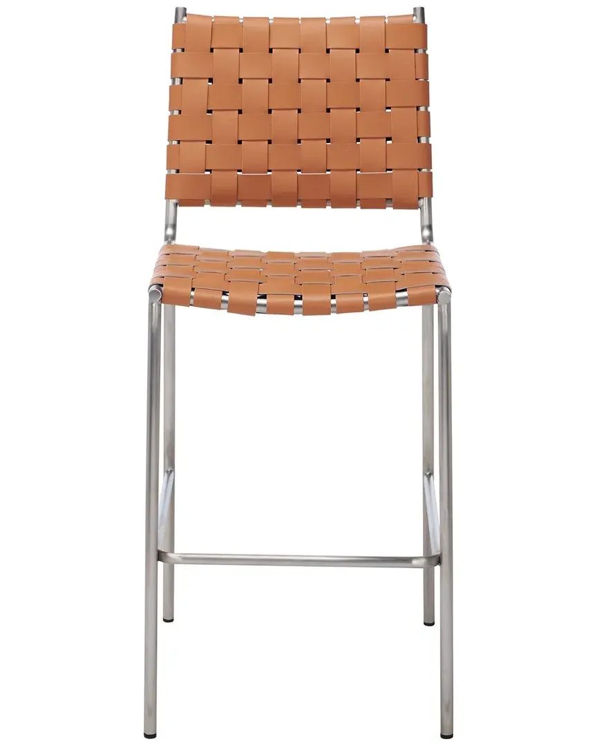 Bahari Woven Counter Stool - Cognac, Leather