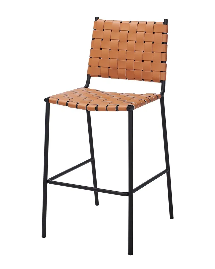 Bahari Woven Counter Stool - Cognac, Leather
