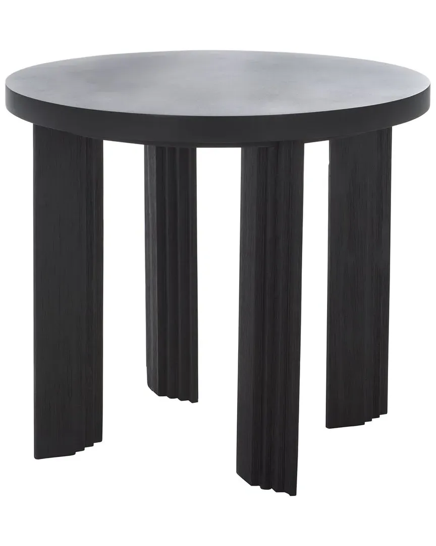 Basilio Round Accent Table - Black, Acacia Wood image