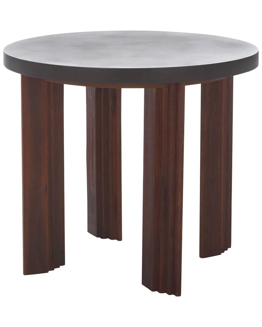 Basilio Round Accent Table - Charcoal, Acacia Wood