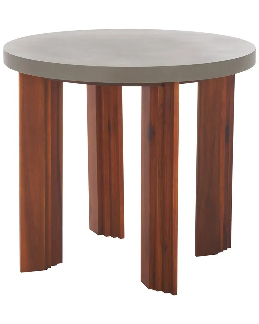 Basilio Round Accent Table - Grey, Acacia Wood