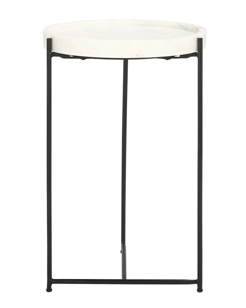 Bavaria Square Side Table - White, Marble