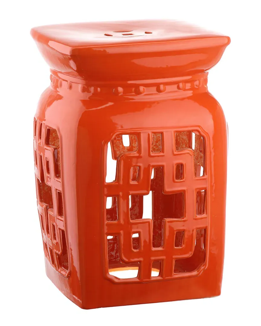 Beijing Filigree Garden Stool - Orange, Ceramic image