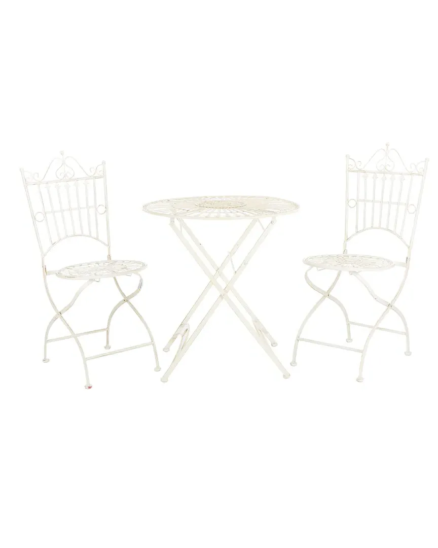 Belen Outdoor Bistro Set - Pearl White, Metal