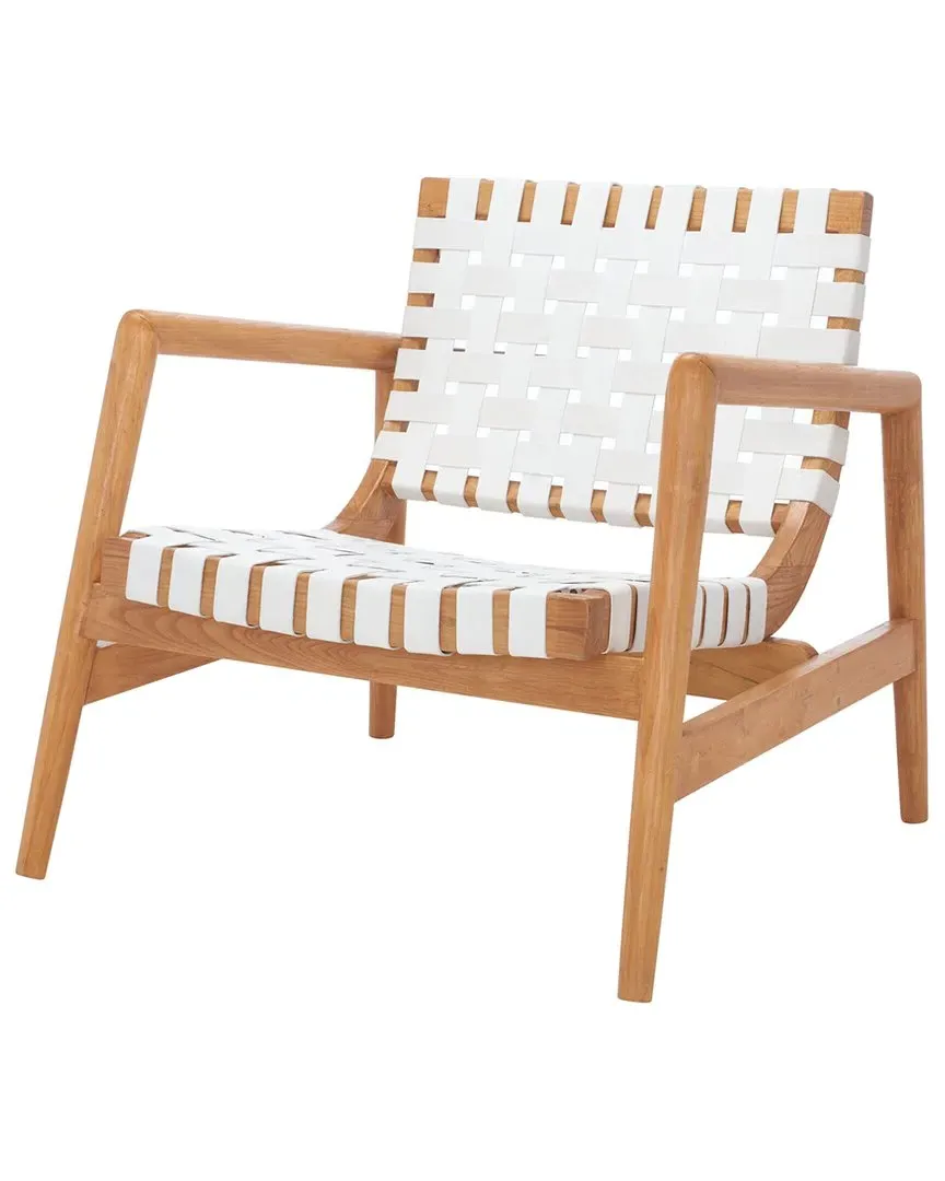 Bellona Woven Accent Chair - White, Leather