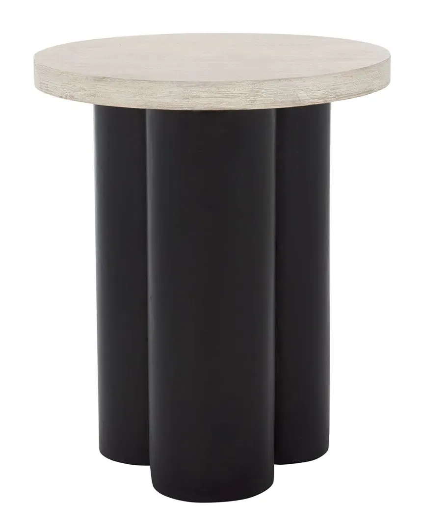 Benvolio Round Accent Table - White Washed, Acacia Wood