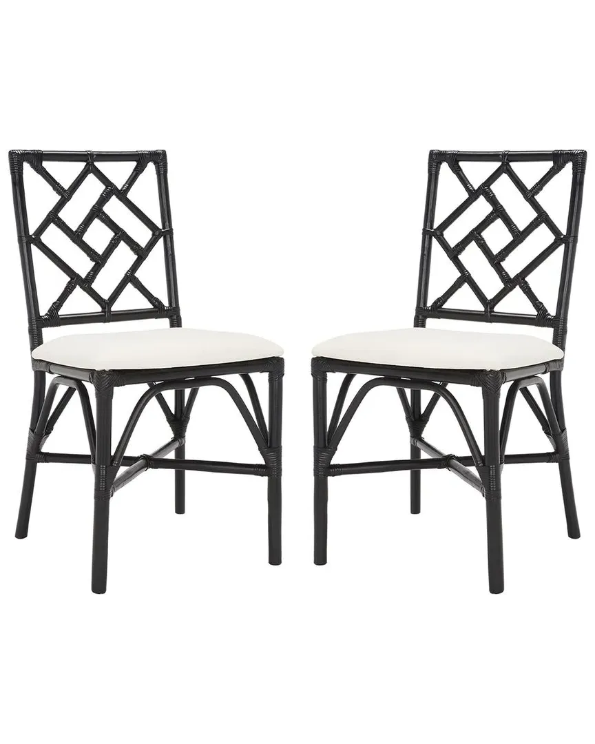 Bhumi Set of 2 Accent Chairs with Cushions - Black, Rattan