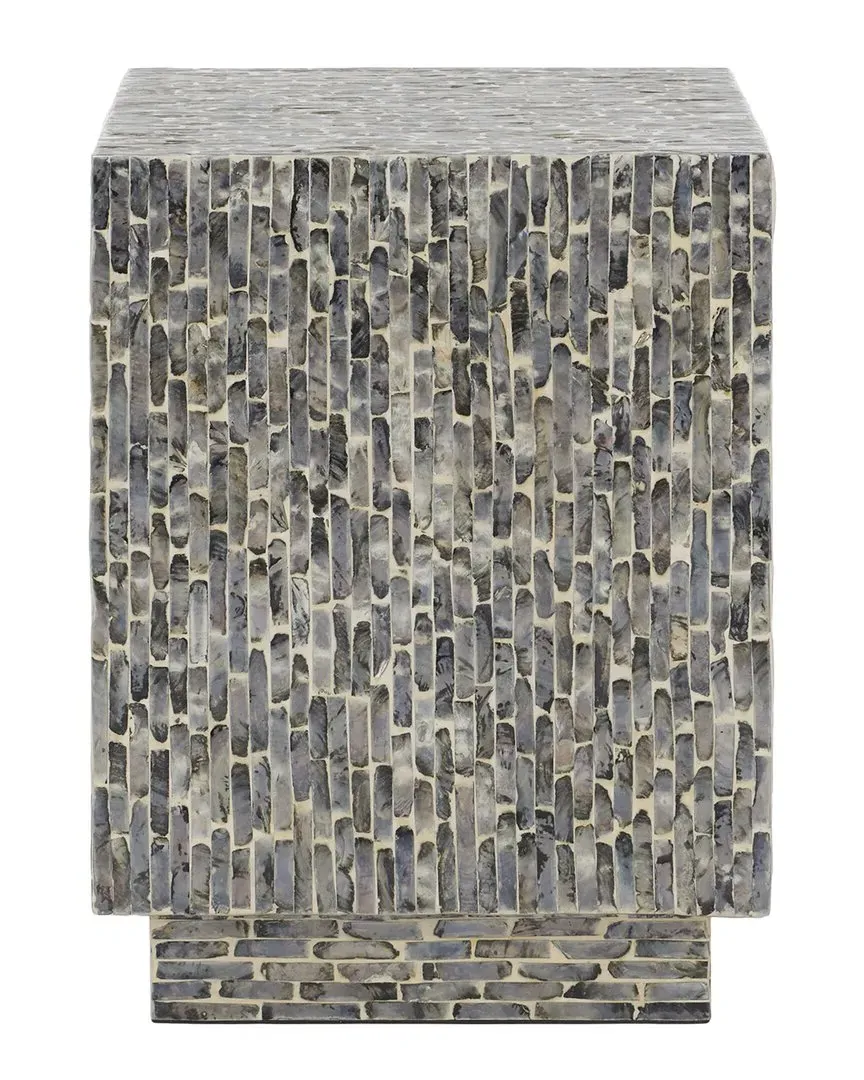 Blythe Square Stool - Black, Capiz Shell image