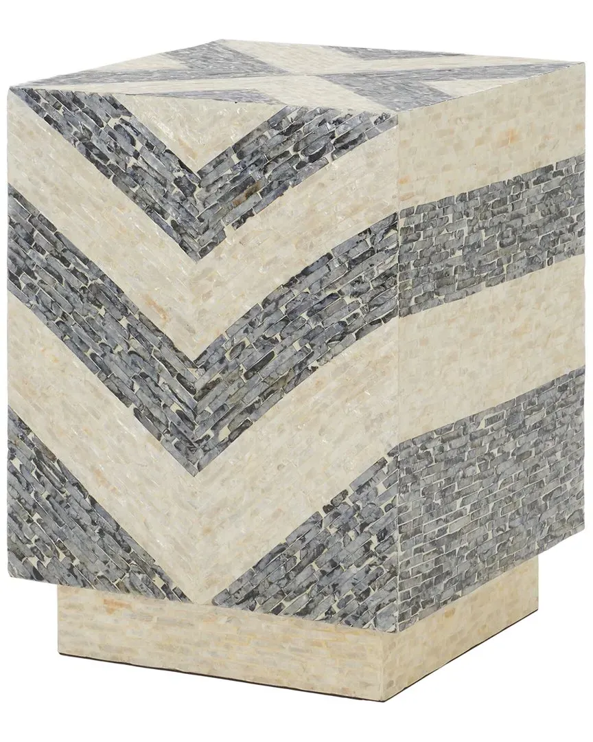 Blythe Square Stool - White, Capiz Shell