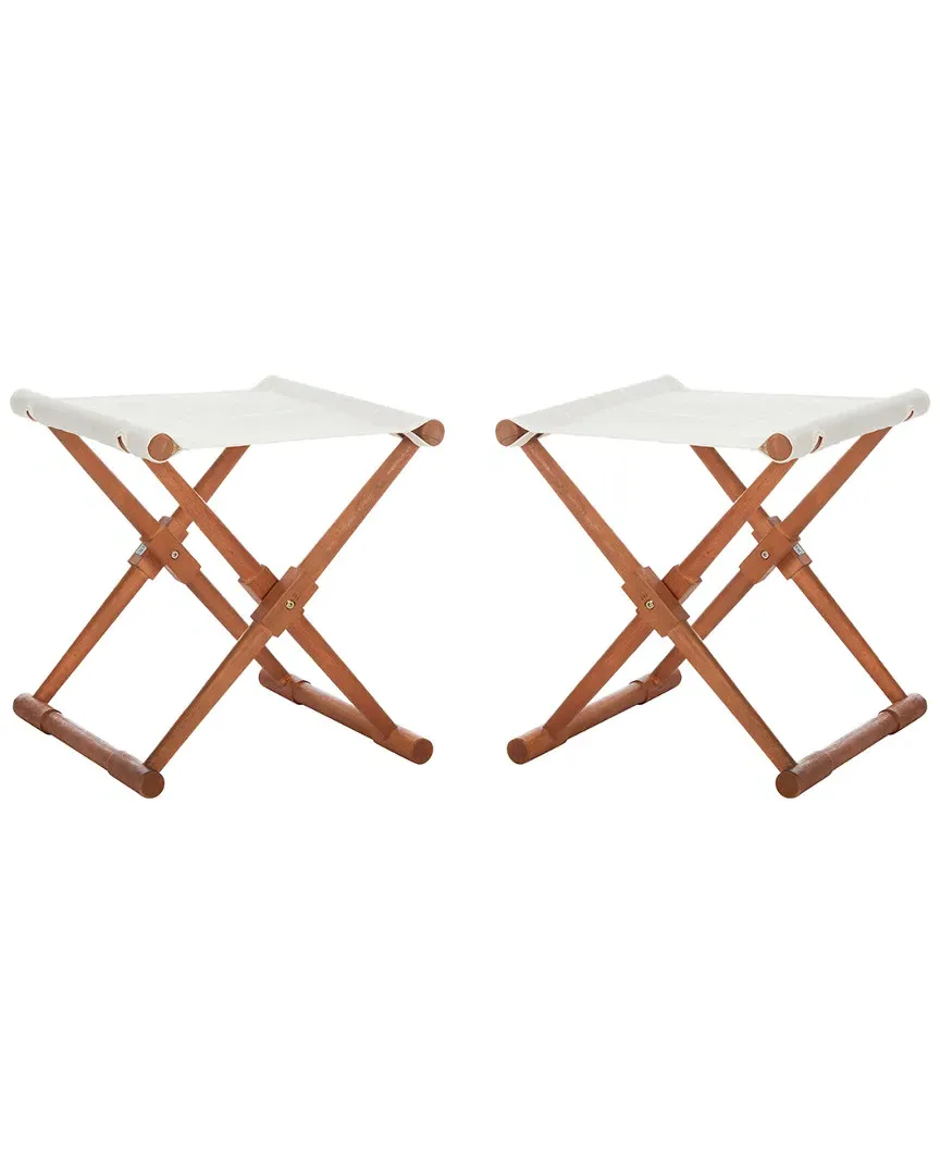 Breanne Set of 2 Folding Outdoor Stools - Natural, Eucalyptus