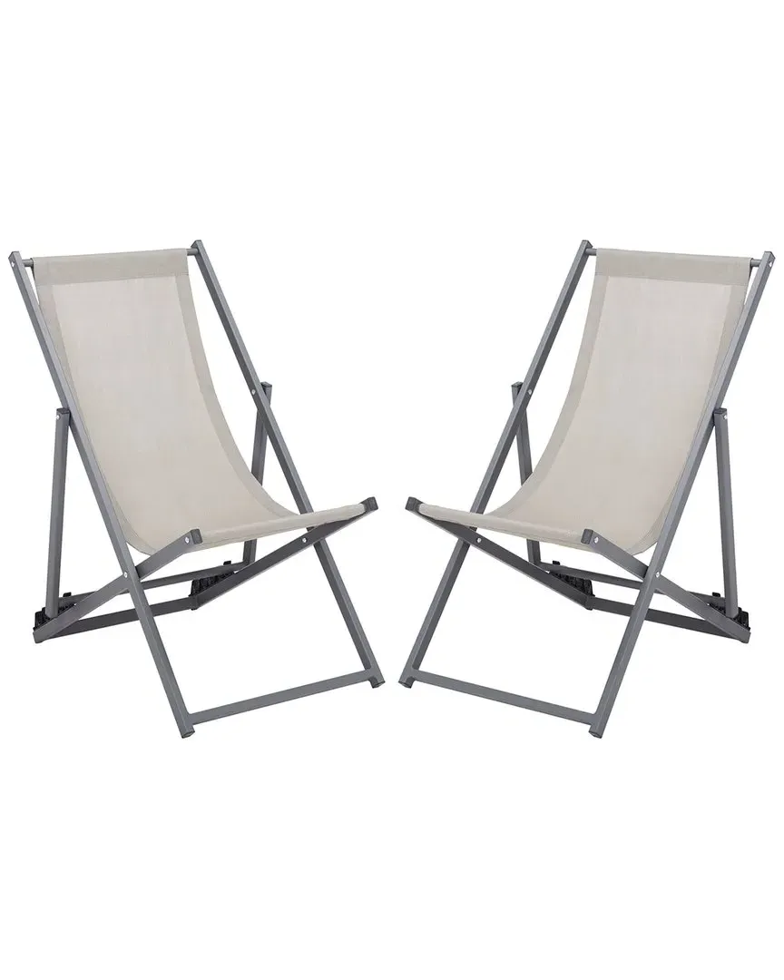 Breslin Set of 2 Sling Chairs - Grey, Aluminum