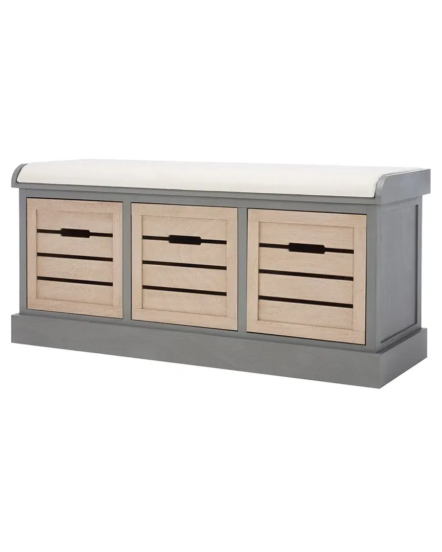 Briar Cushioned Storage Bench - Grey, Pine image