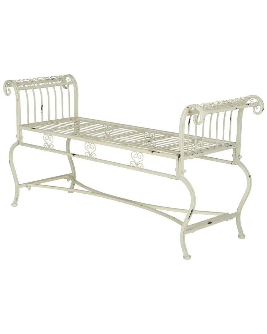Brielle Outdoor Bench - Antique White, Iron