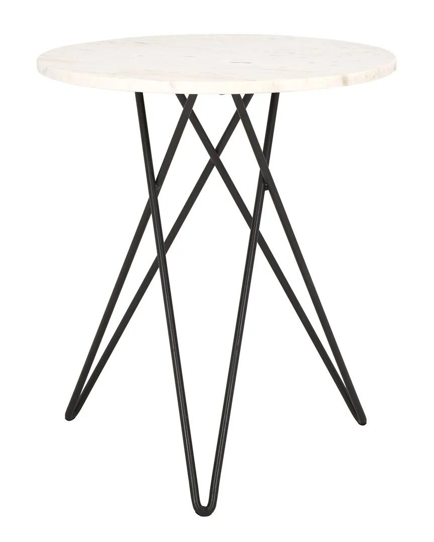 Cade Square Side Table with Hairpin Legs - White, Marble