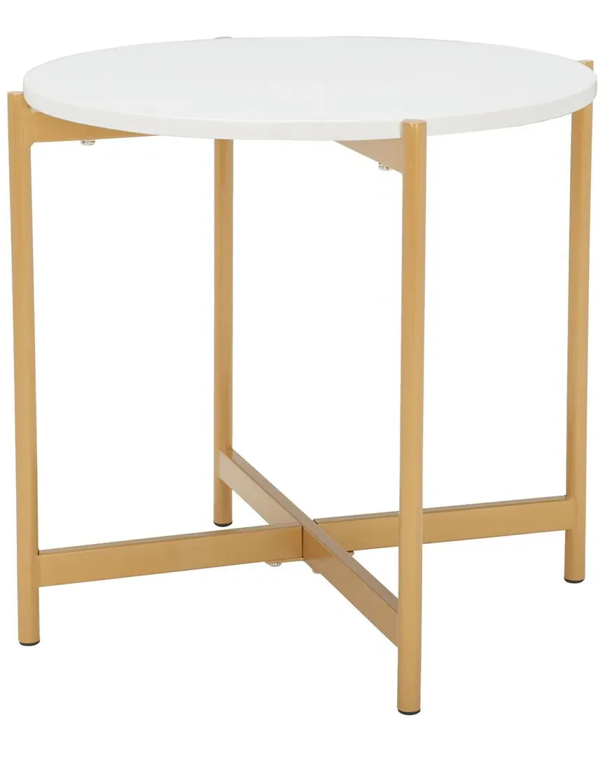 Calina Round Accent Table - White, Metal image