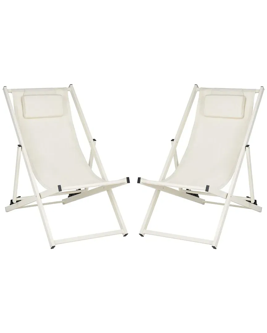 Camlin Set of 2 Sling Chairs - Beige, Aluminum