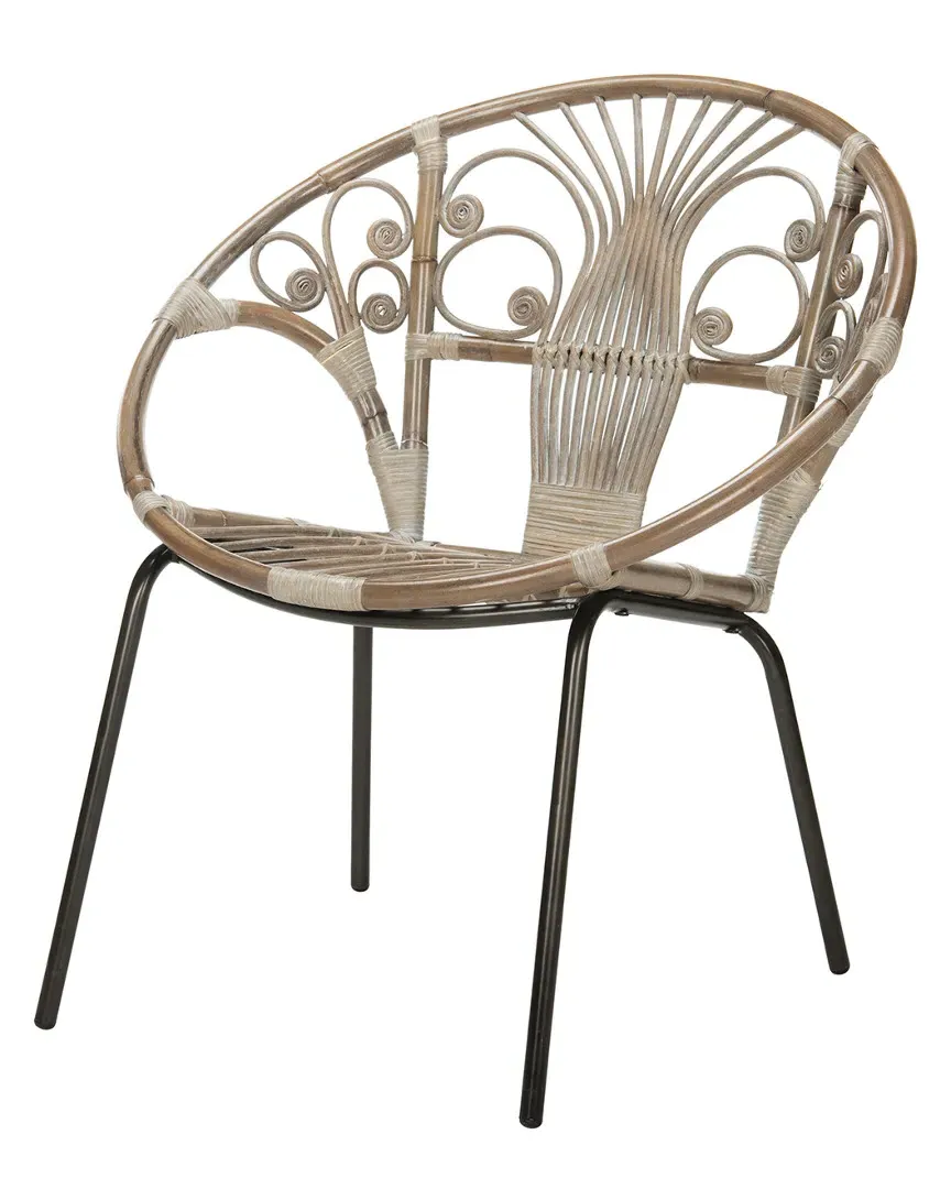 Carlson Rattan Accent Chair - Grey White Wash image