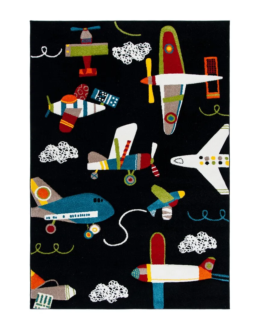 Carousel Kids Power Loomed Rug - Black Ivory, Polypropylene