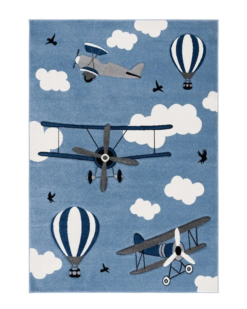 Carousel Kids Power Loomed Rug - Blue Ivory, Polypropylene