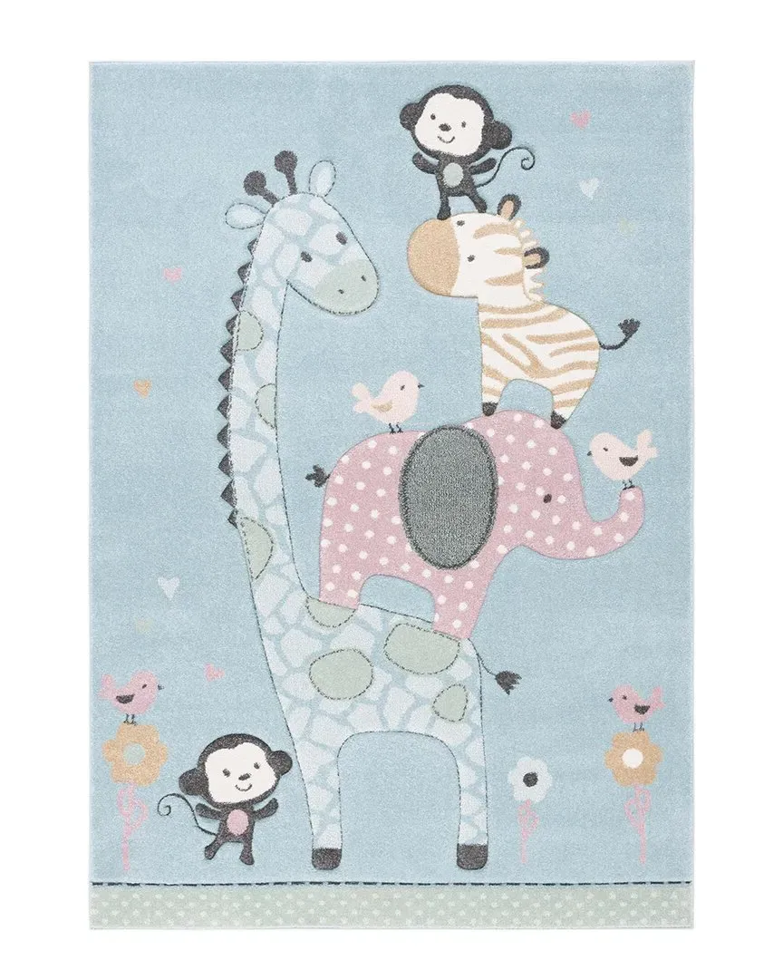 Carousel Kids Power Loomed Rug - Blue, Polypropylene