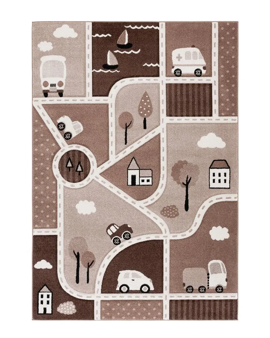 Carousel Kids Power Loomed Rug - Brown Beige, Polypropylene