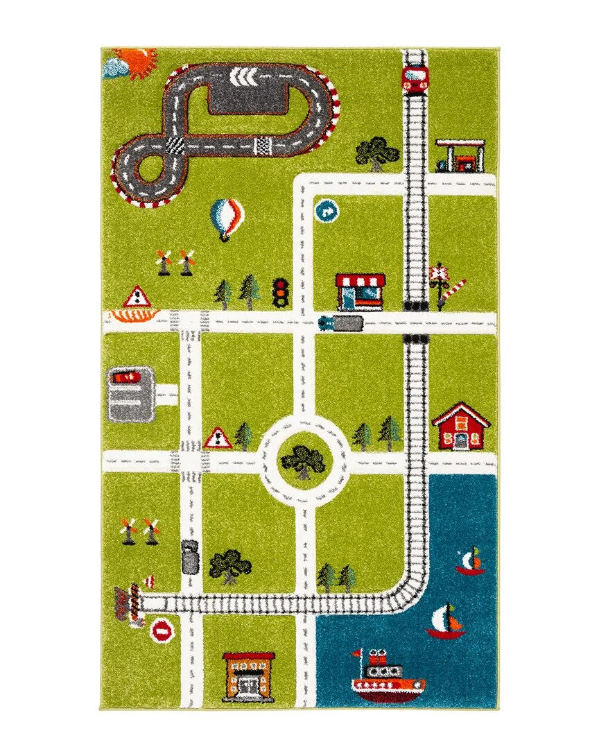 Carousel Kids Power Loomed Rug - Green Ivory, Polypropylene