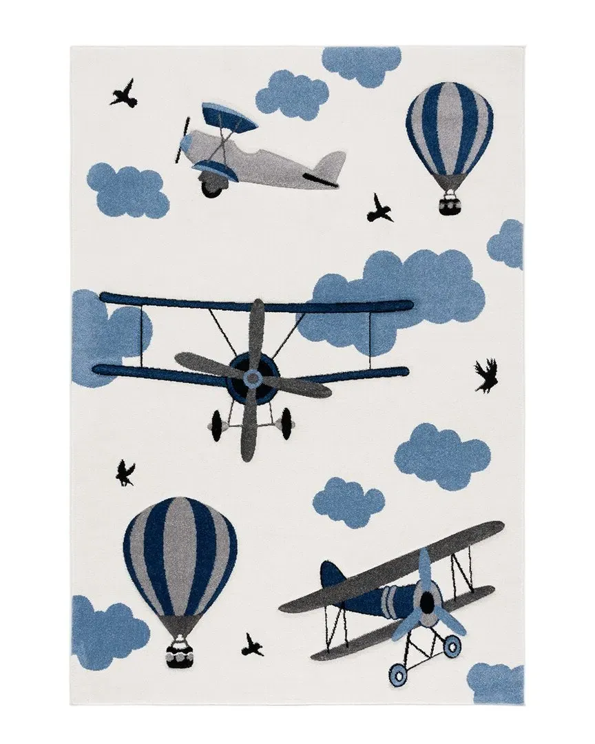 Carousel Kids Power Loomed Rug - Ivory Blue, Polypropylene