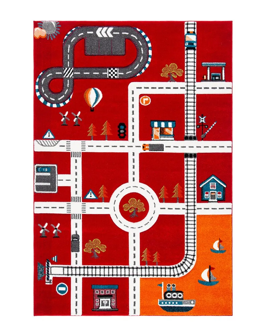 Carousel Kids Power Loomed Rug - Red Ivory, Polypropylene