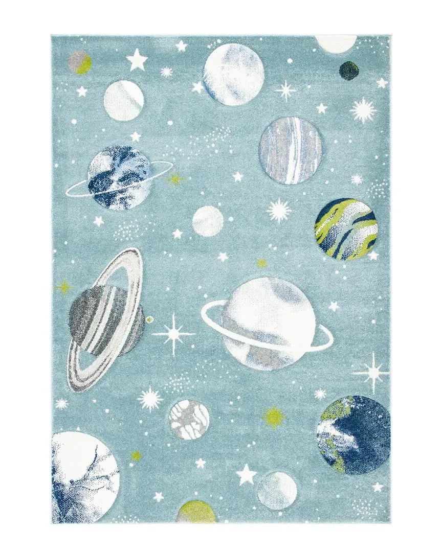 Carousel Kids Power Loomed Rug - Teal Ivory, Polypropylene