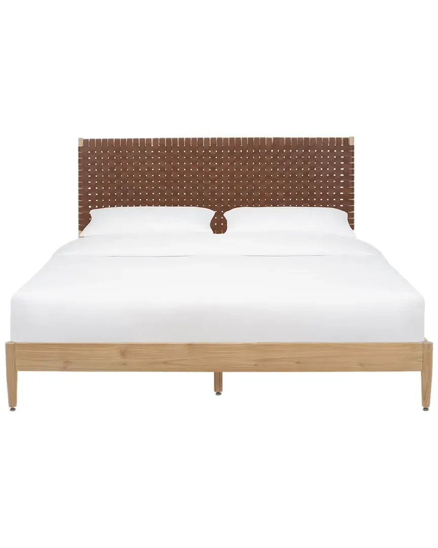 Cassity Leather-Headboard Bed - Brown