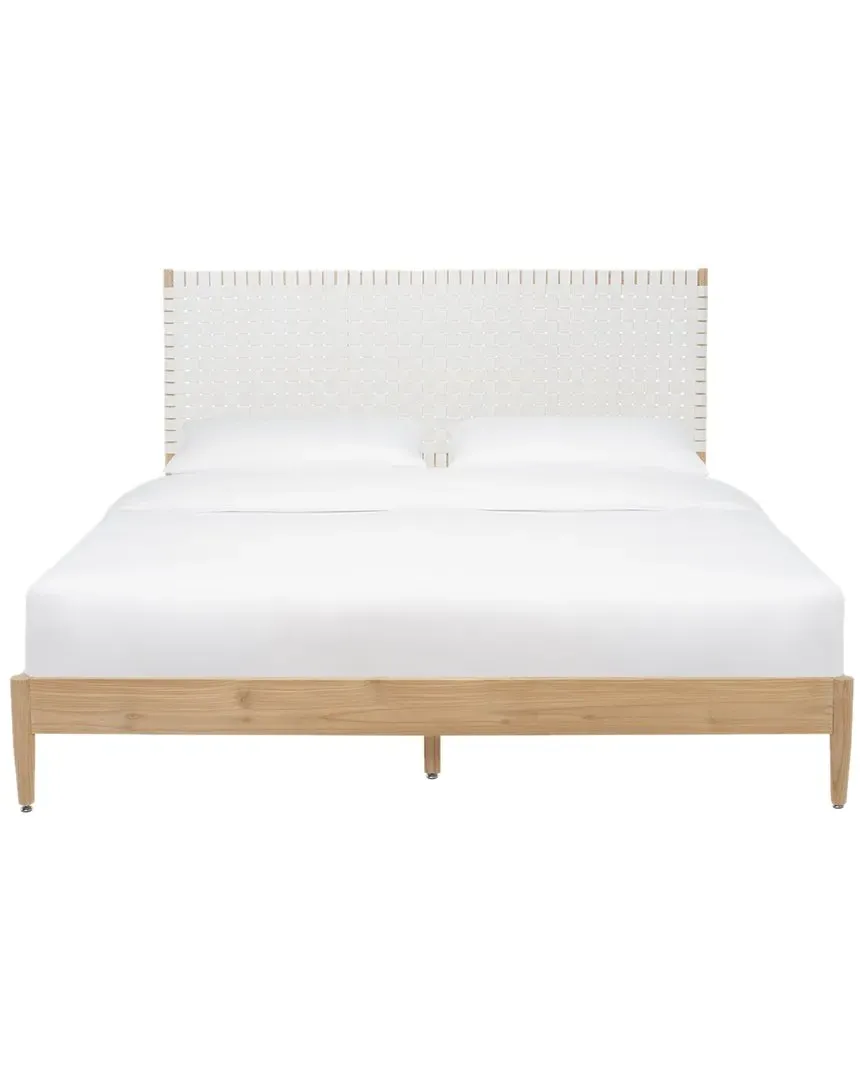 Cassity Leather-Headboard Bed - White
