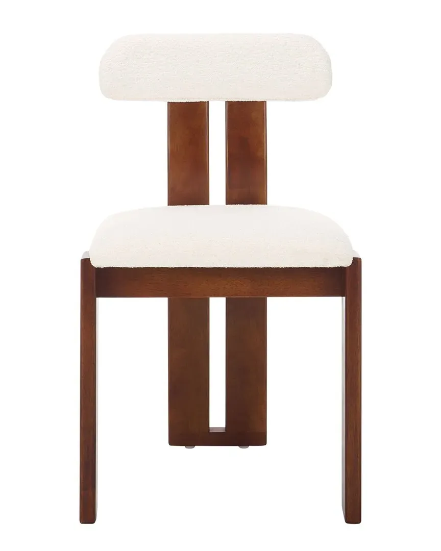 Cayde Boucle Dining Chair - Cream, Walnut