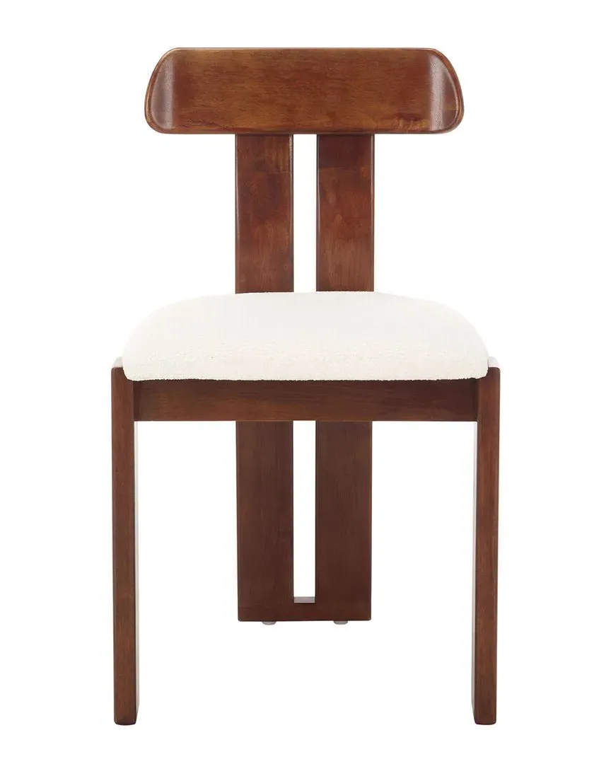 Cayde Boucle Dining Chair - Cream, Walnut