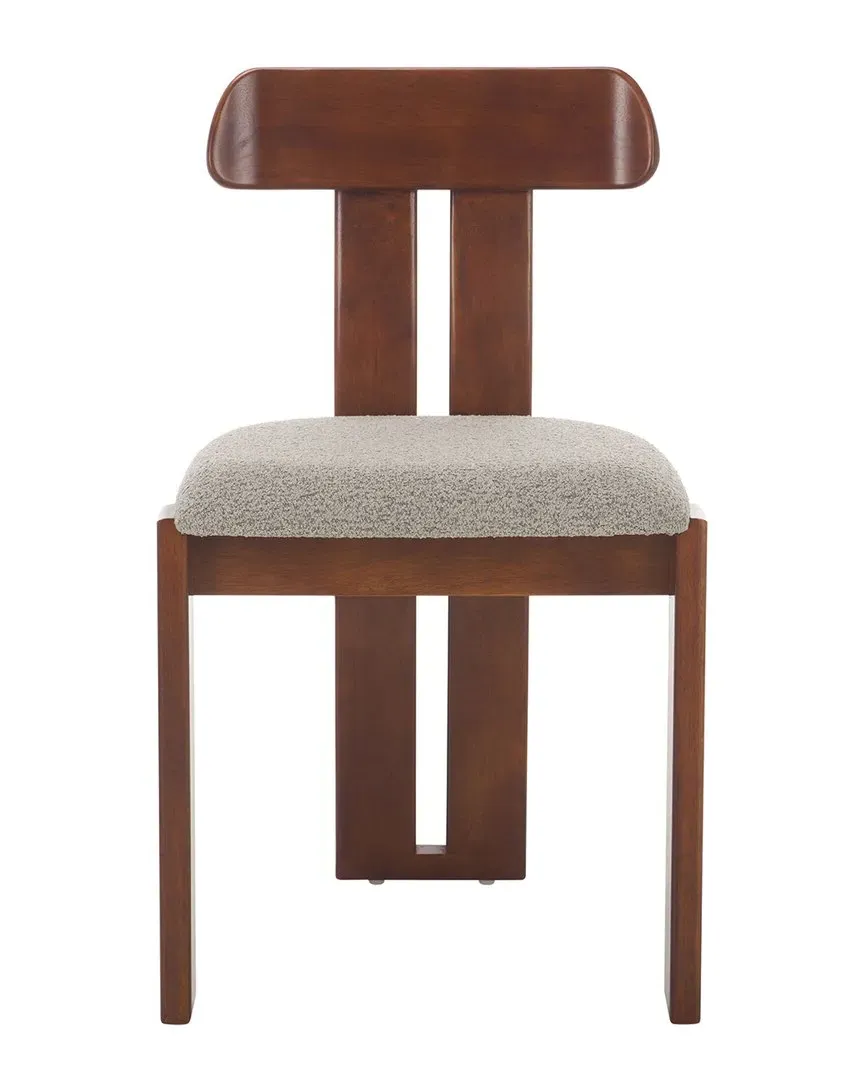 Cayde Boucle Dining Chair - Grey, Walnut
