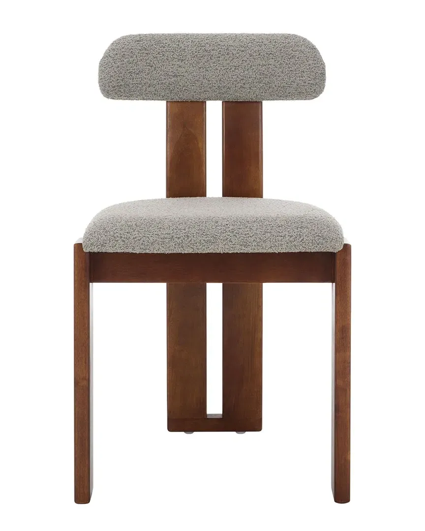 Cayde Boucle Dining Chair - Grey, Walnut