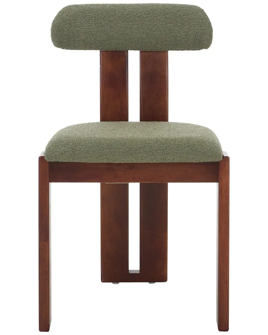 Cayde Boucle Dining Chair - Sage, Walnut