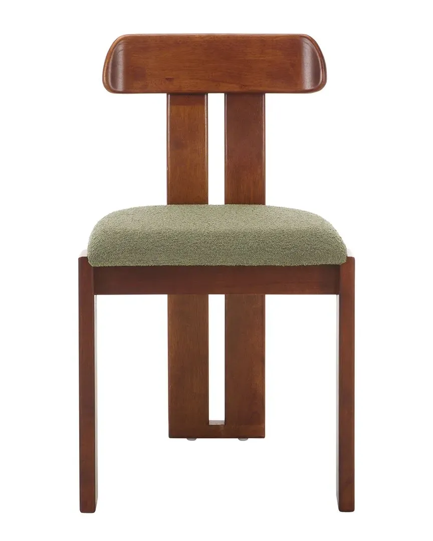 Cayde Boucle Dining Chair - Sage, Walnut