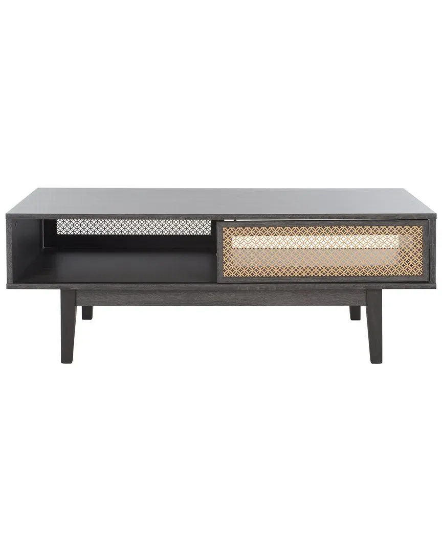 Ceu 2-Door Coffee Table with Storage - Black, Wood