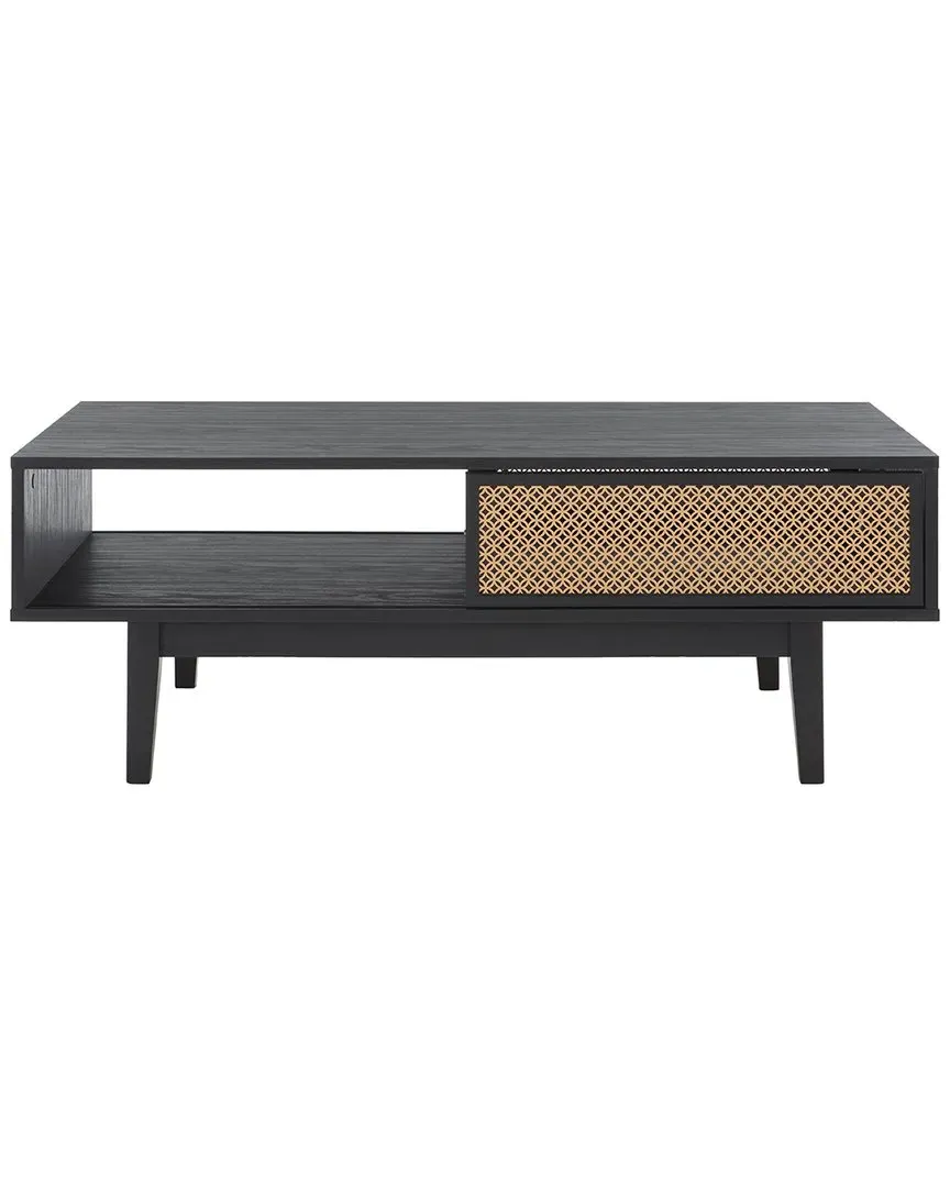 Ceu 2-Door Coffee Table with Storage - Black, Wood