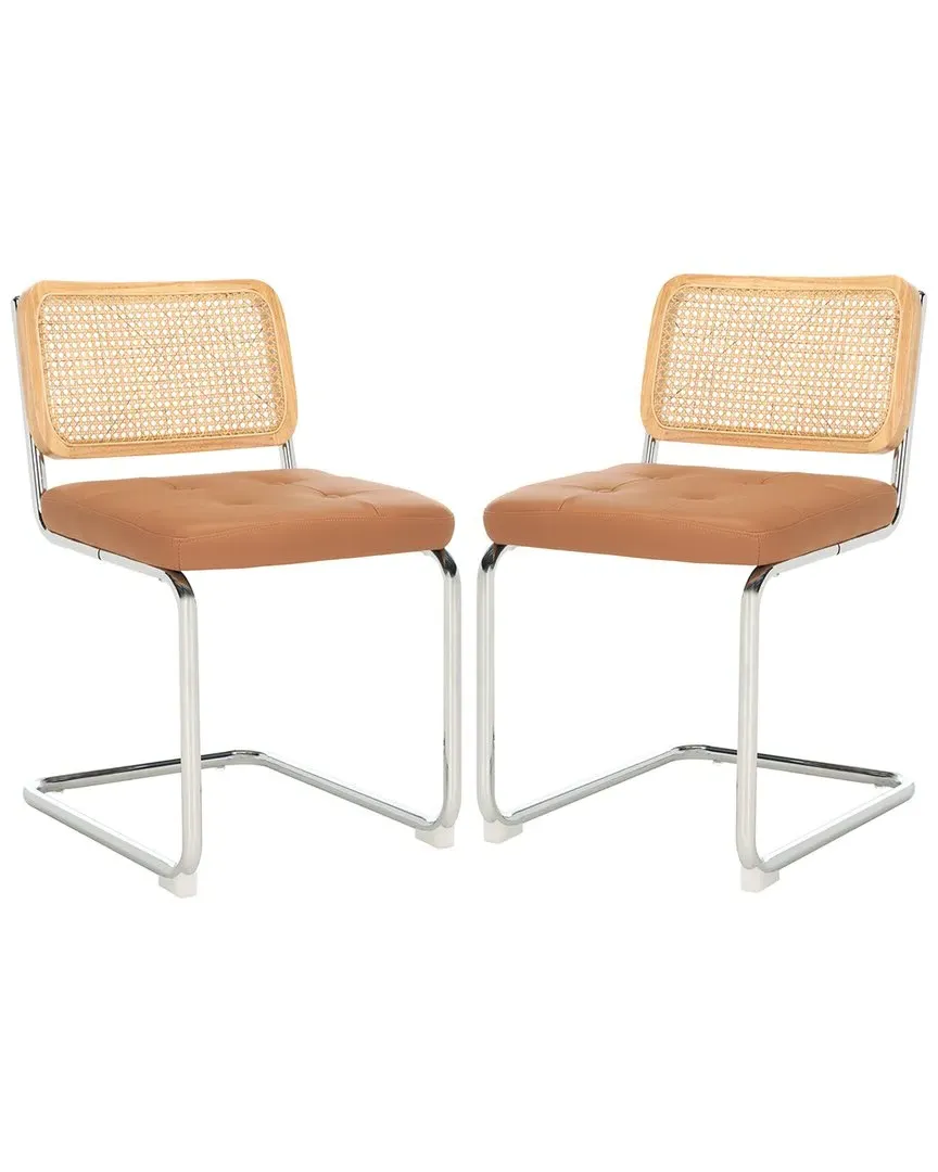Coralia Set of 2 Rattan Dining Chairs - Cognac, PU image