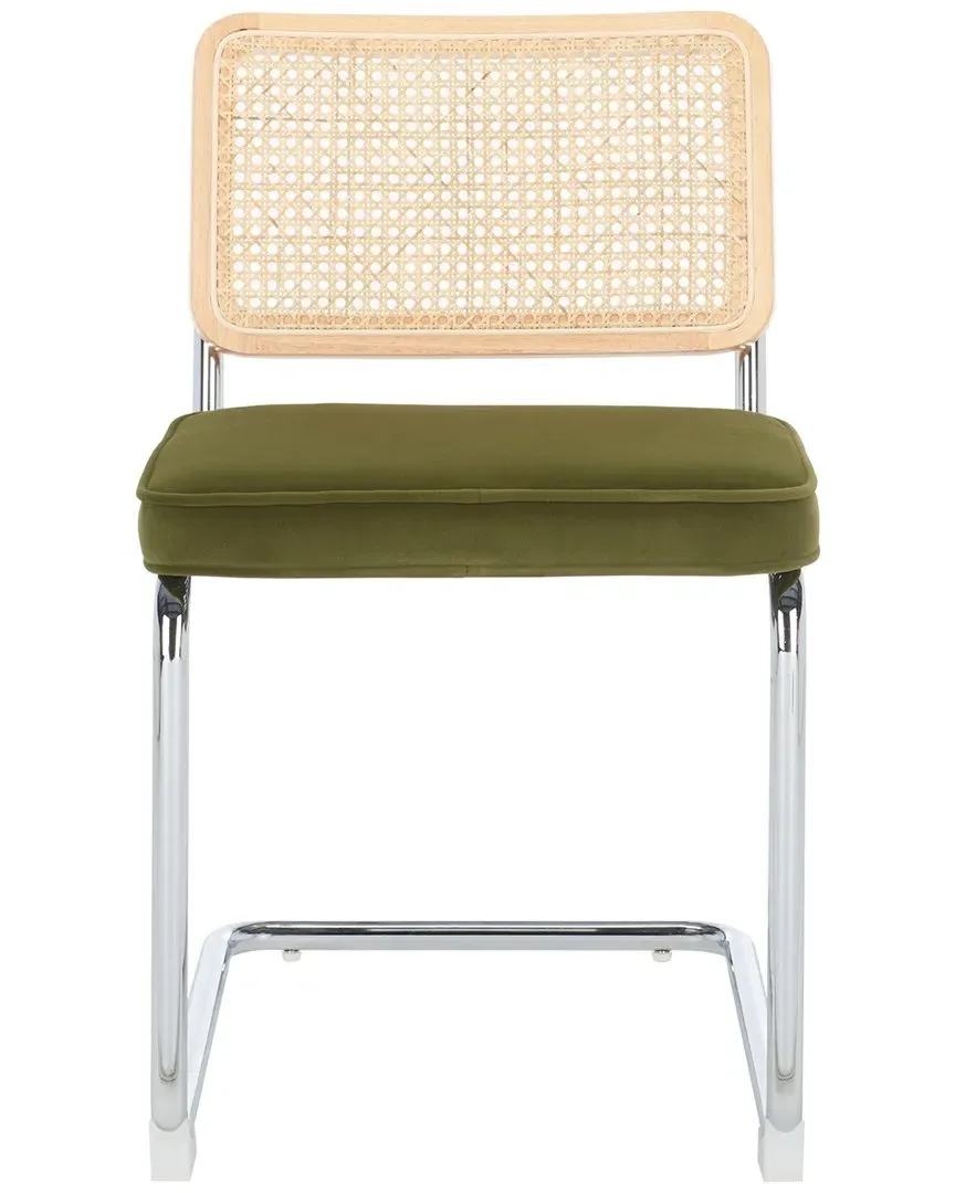 Coralia Set of 2 Rattan Dining Chairs - Olive, Velvet