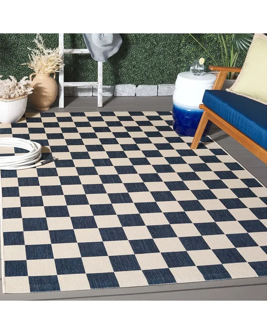 Courtyard Quadra Power-Loomed Indoor/Outdoor Rug - Navy