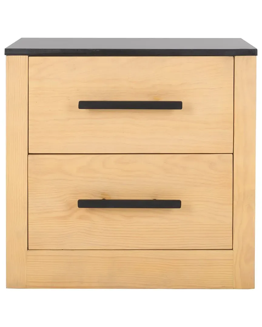 Abbianna Marble Top Nightstand with Storage - Black, Pine image