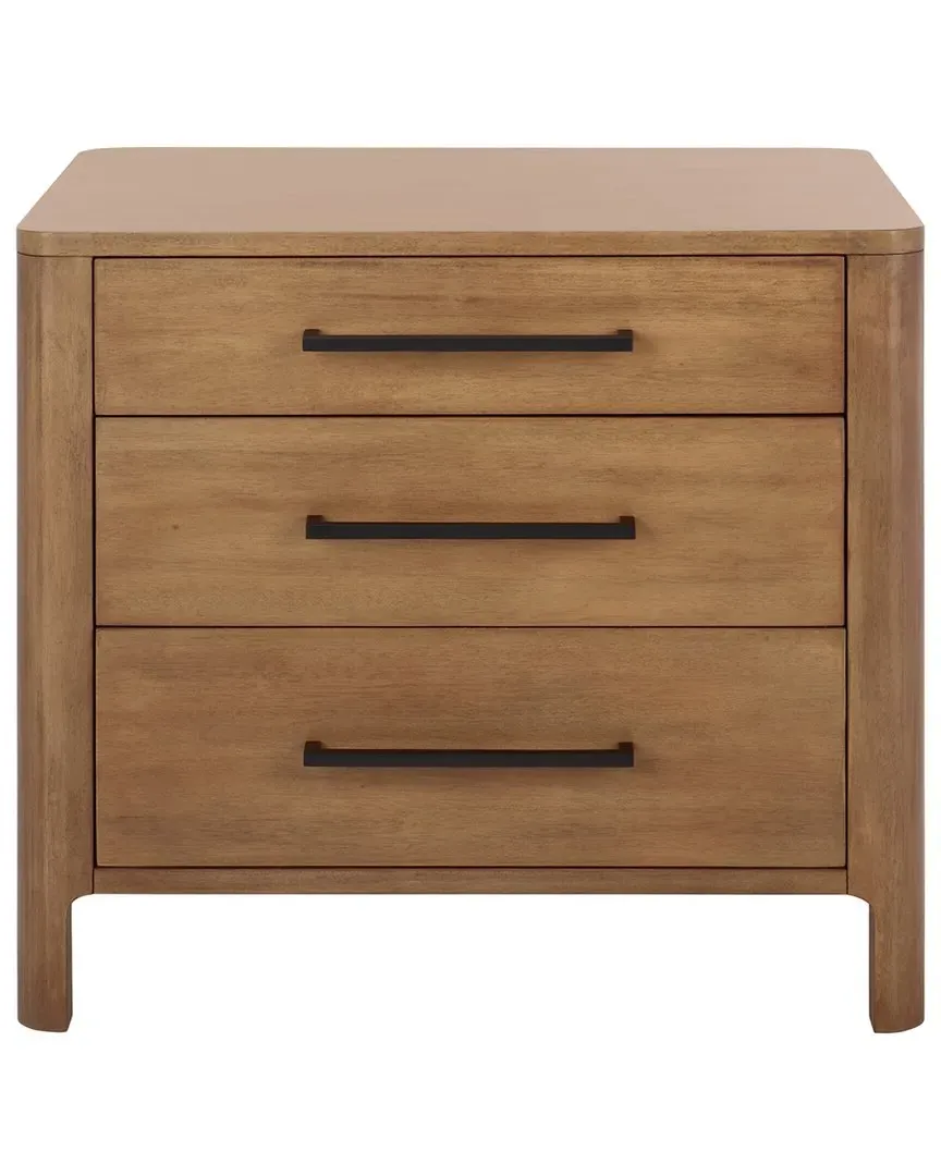 Abbiava 3 Drawer Nightstand - Brown, Mahogany